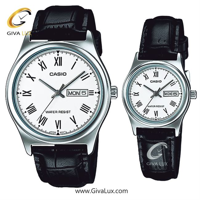 ساعت مچی اورجینال ست کاسیو Casio نقره ای | مشکی| سفید| کد رفرنس زنانه: LTP-V006L-7BUDF، مردانه: MTP-V006L-7BUDF